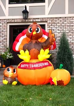Inflatable 6 Ft Thanksgiving Turkey on Pumpkin Decoration