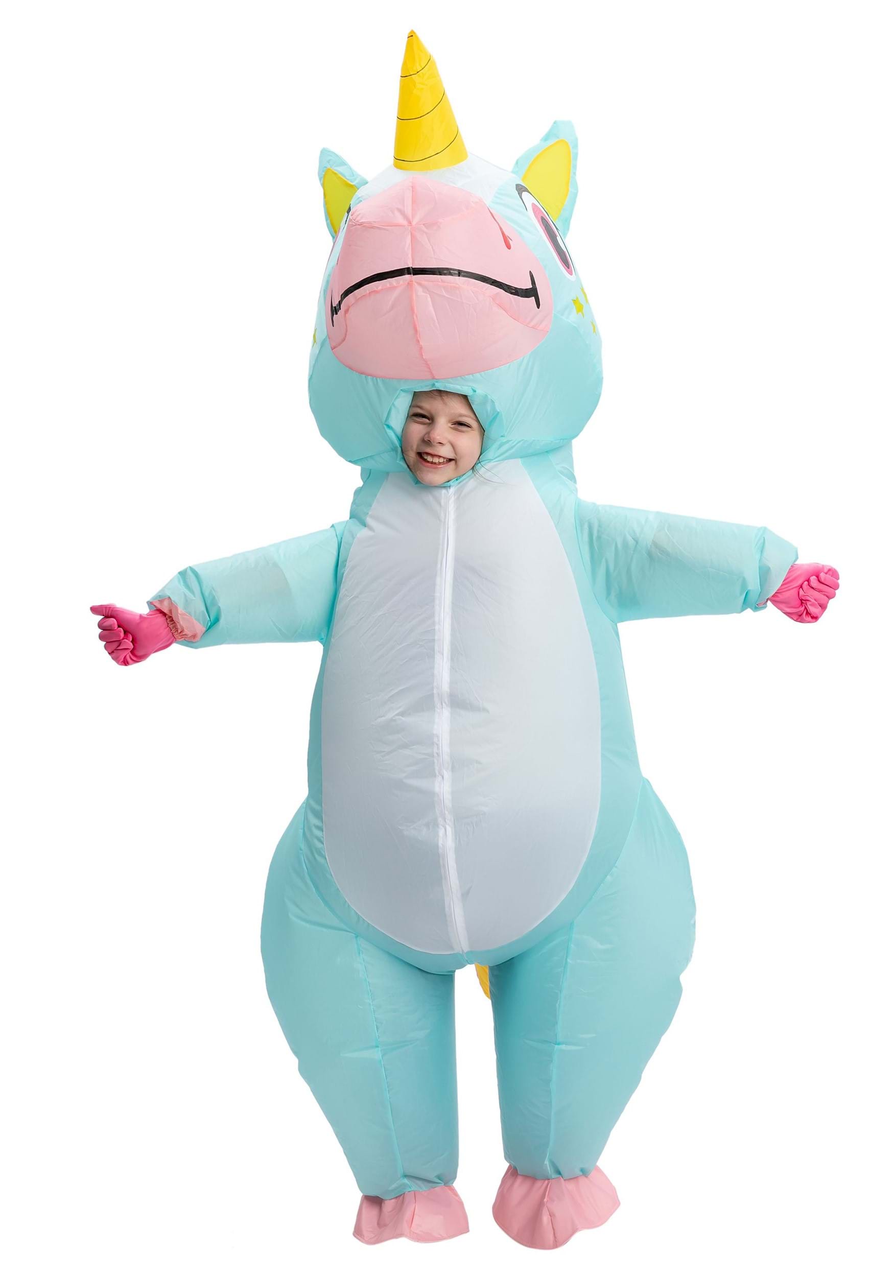 Disfraz de unicornio azul inflable para un niño Multicolor