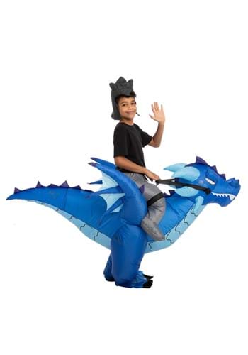 Kids Inflatable Blue Dragon Ride-On Costume