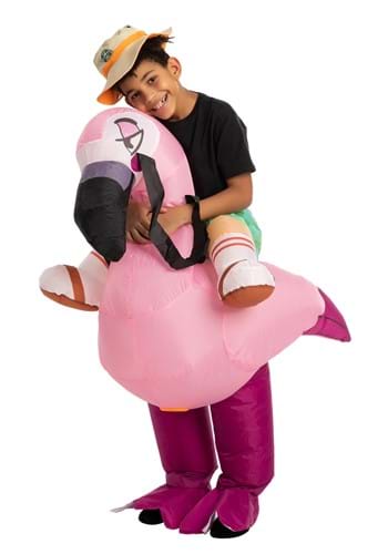 Inflatable Kids Flamingo Ride On Costume Alt 4