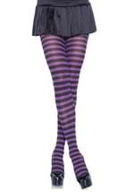 Womens Black and Purple Striped Nylon Tights