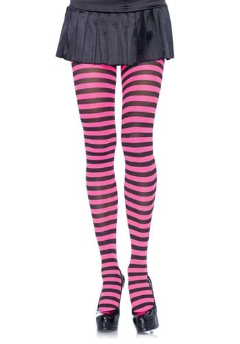 Cherry Pink Vertical Stripes Decor on Leggings, Zazzle