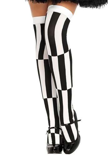 Black / White Plus Size Striped Tights