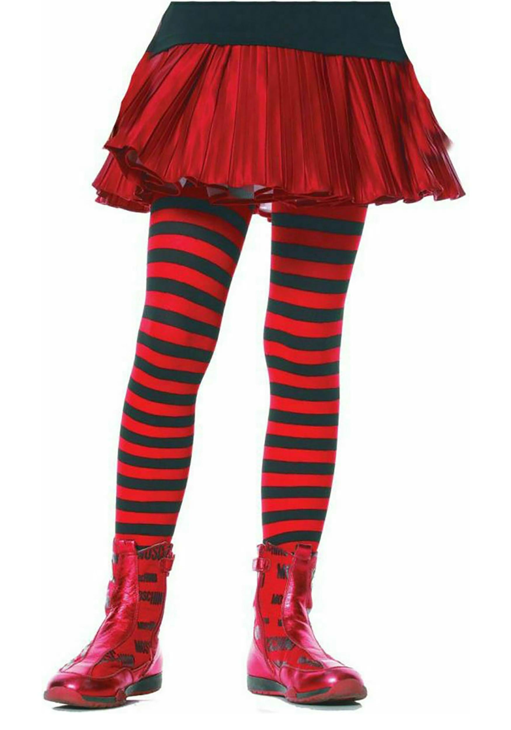 Child Tights Fancy Dress Halloween Christmas Stripy Candy Stripe Skeleton Girls 