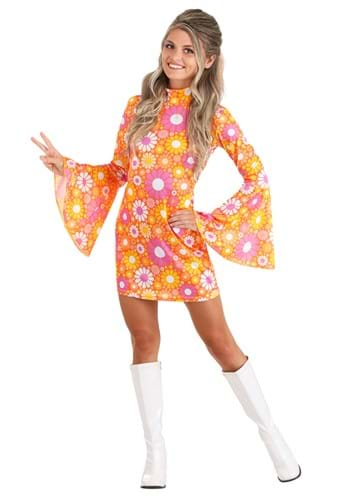 Womens Yellow Hippie Costume Dress