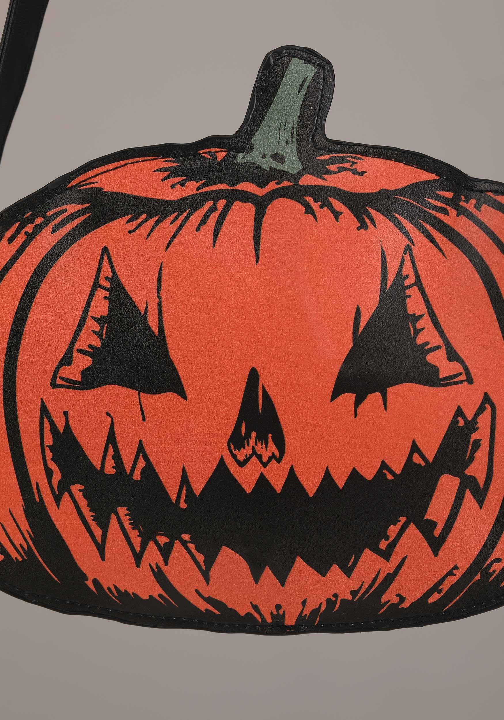 Shein White Pumpkin Jack-o'-Lantern Goth Punk Halloween 6” Round Purse Bag