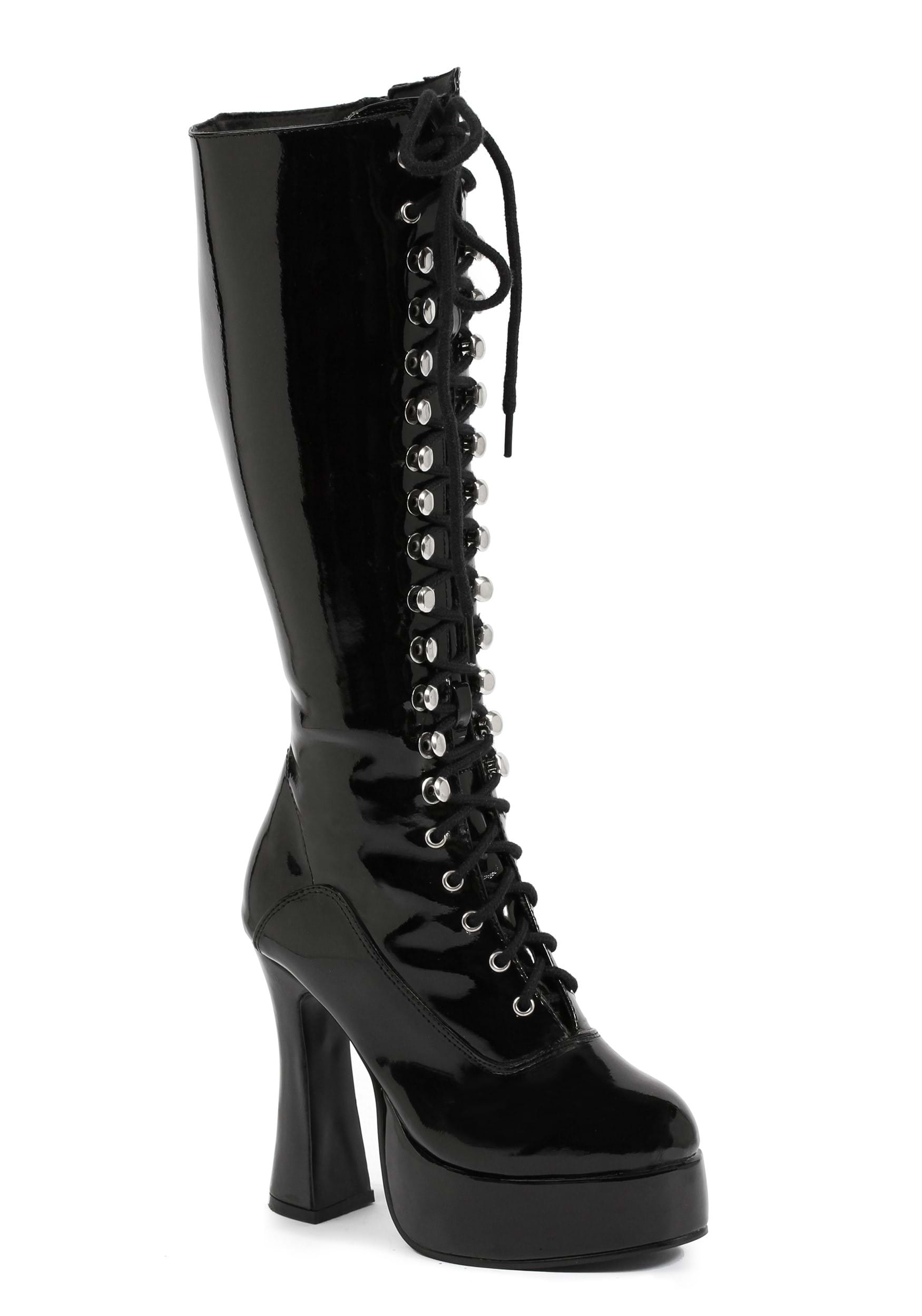 Black Lace Knee High Women's Boots