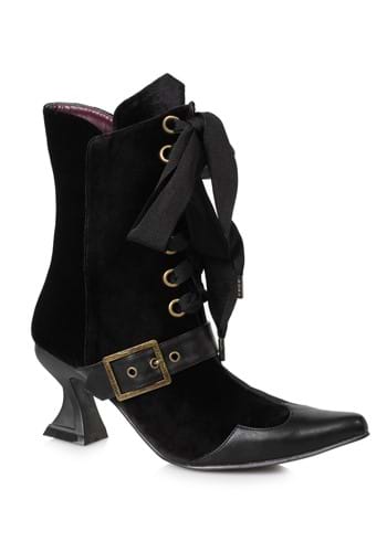 Women's Black Velvet Boots with Heel