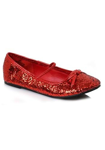 red sparkly ballet flats
