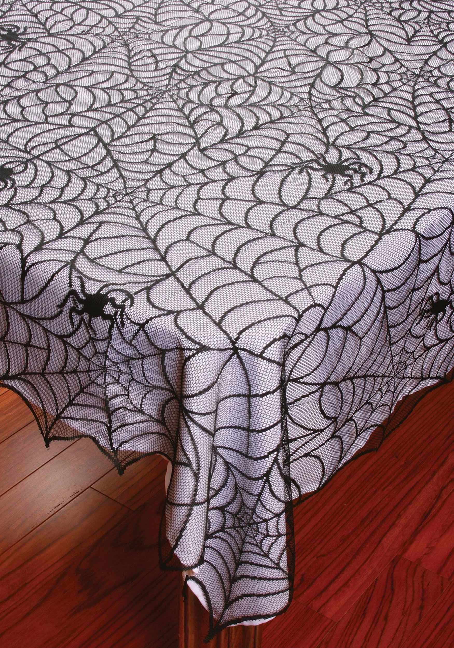 Photos - Other interior and decor Fun World Lacy Spiderweb Decorative Tablecloth Black