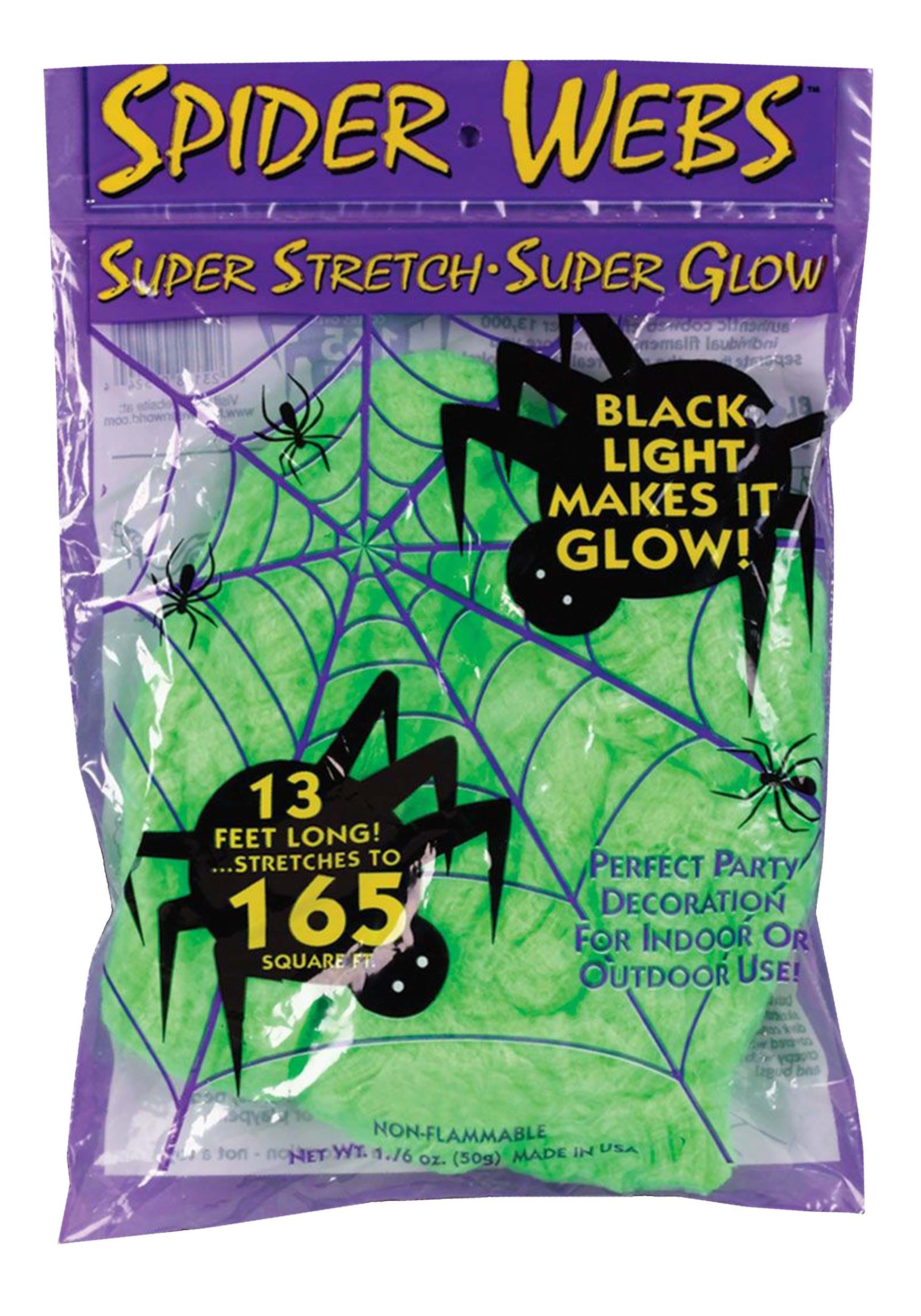 165 Square FT Super Stretch Cosmic Black Light Web Decoration | Spider Webs