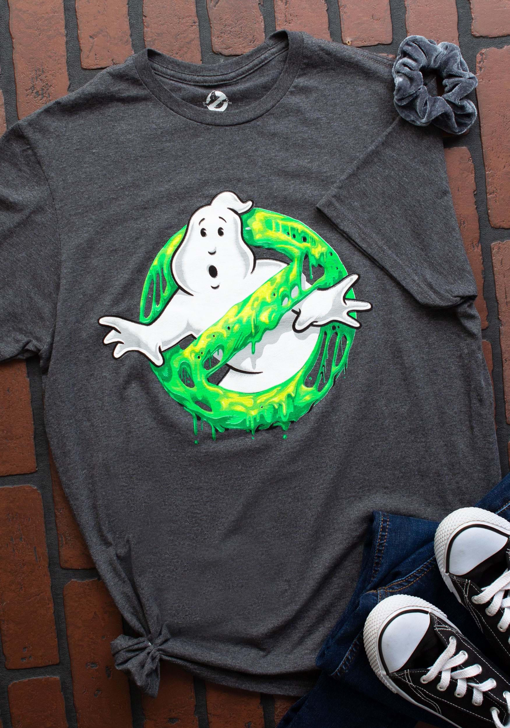 Adult Ghostbusters Logo Slimy the Dark T-Shirt for Adults
