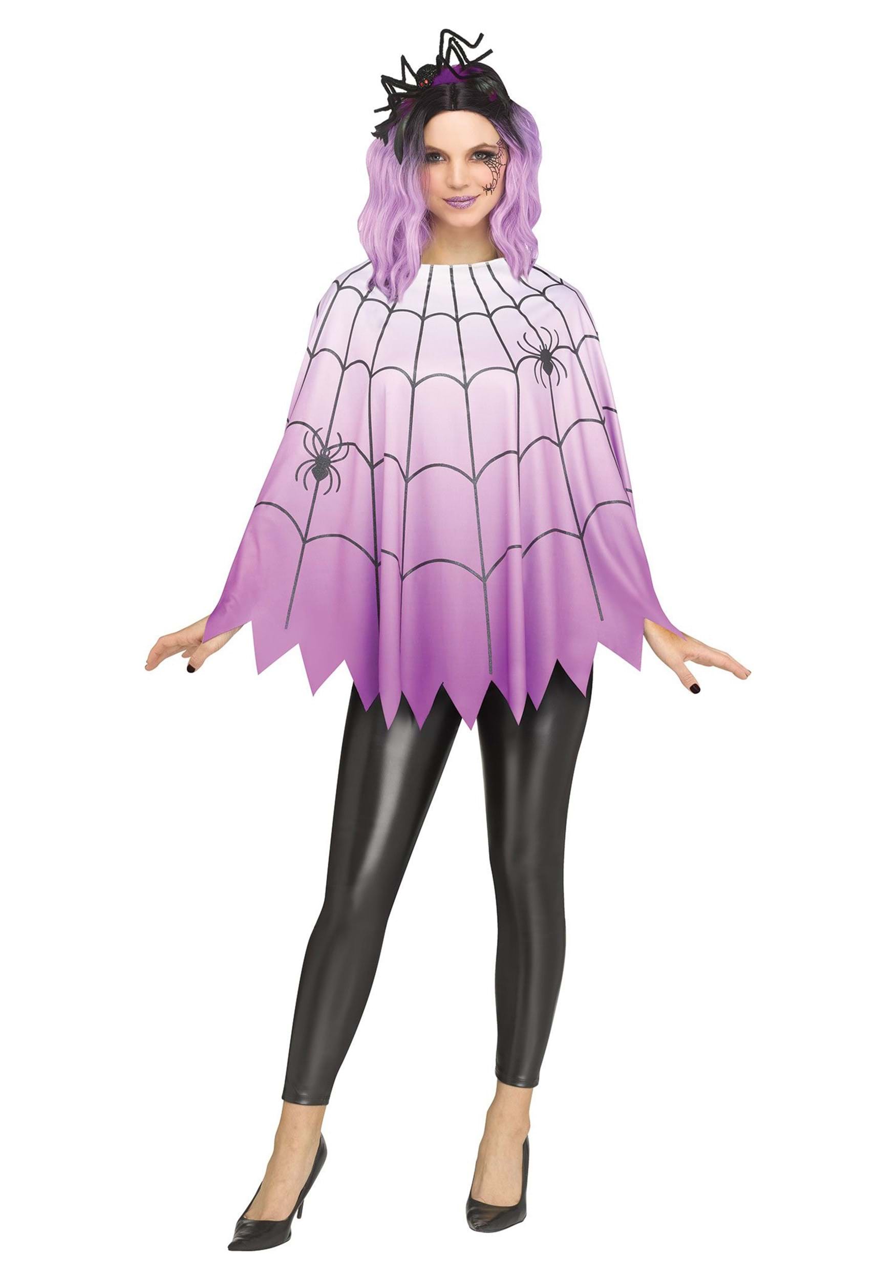 Photos - Fancy Dress Fun World Purple Ombre Spider Web Poncho for Women