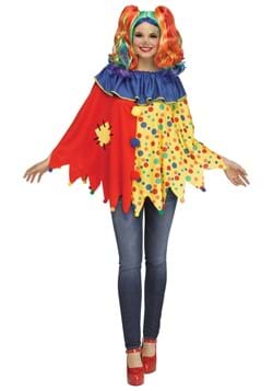 Womens Colorful Clown Poncho