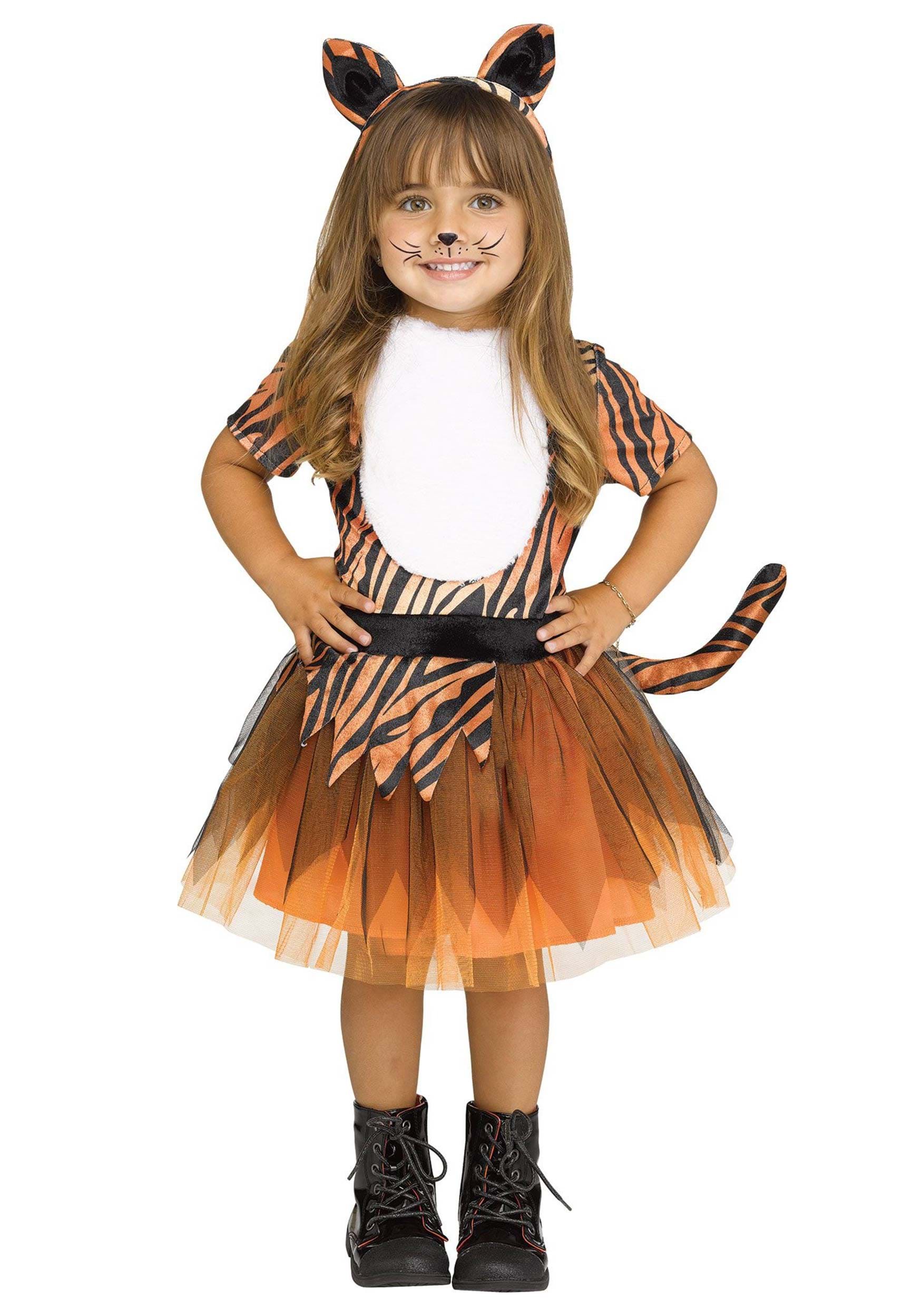 Photos - Fancy Dress Toddler Fun World Girls  Tutu Tiger Costume Black/Brown/Beige 