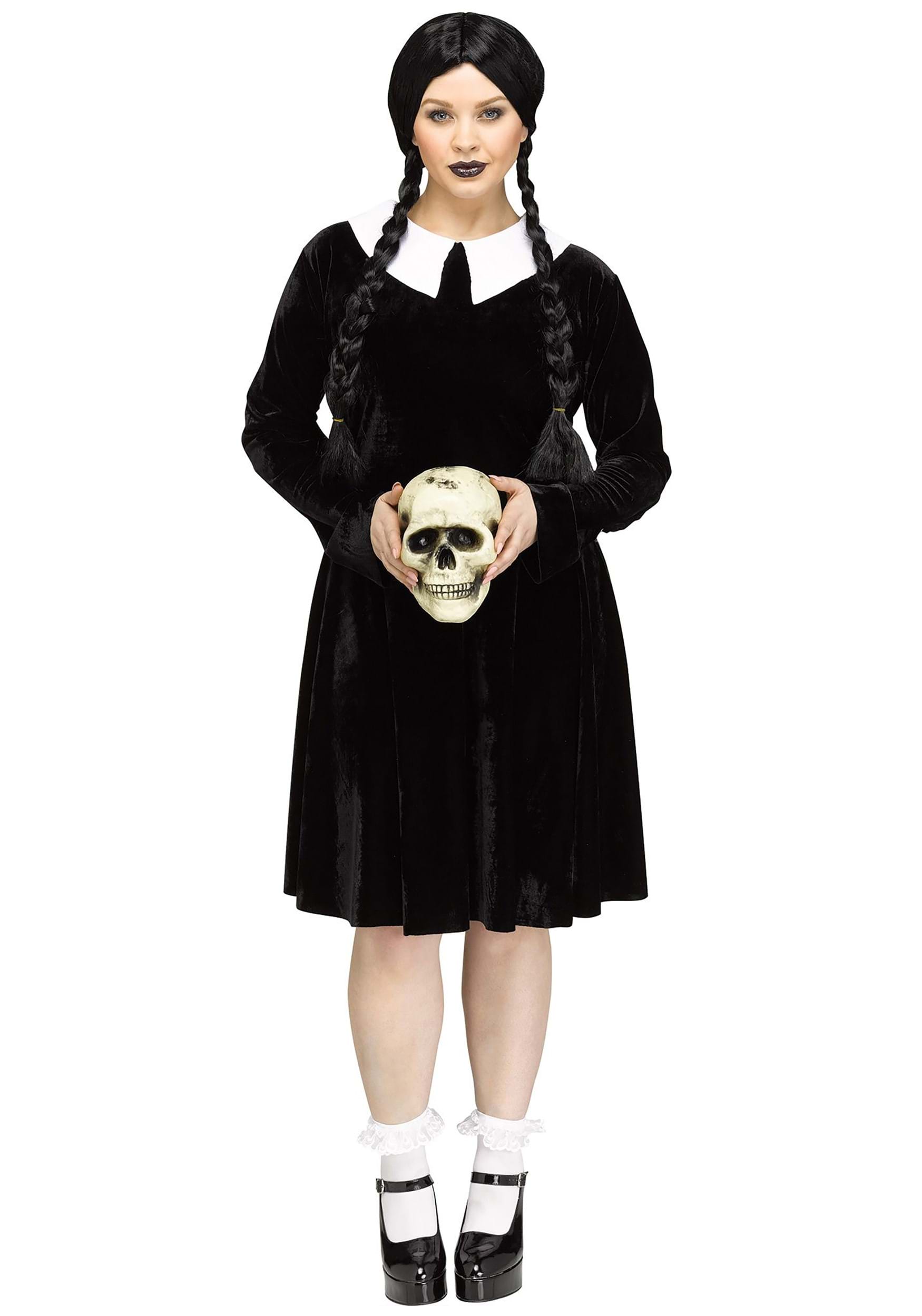 SCARY DAUGHTER BLACK PLAITS WIG Halloween Fancy Dress Wednesday Adams Wigs UK 