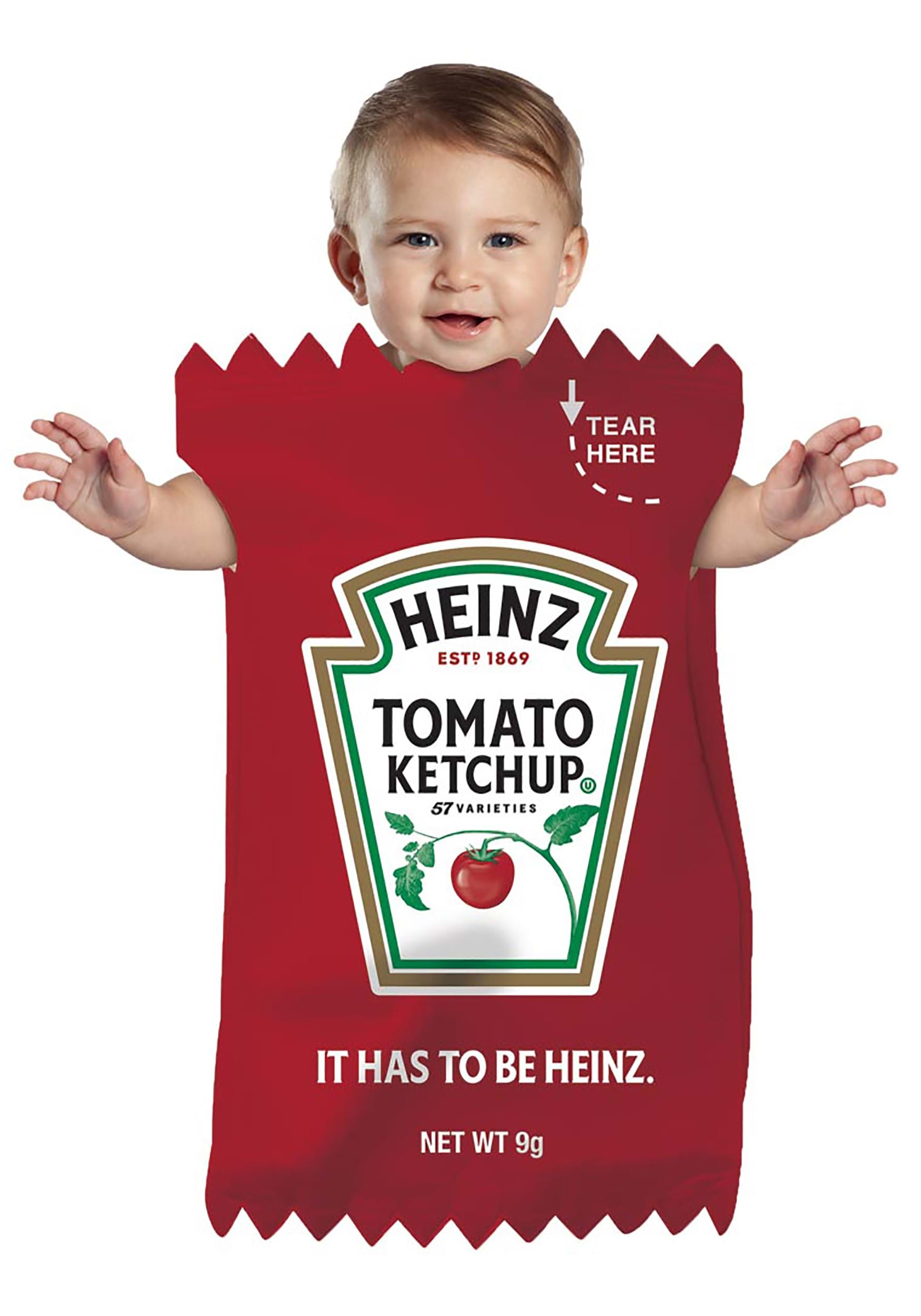 Disfraz de empavesado de paquetes de ketchup Heinz para bebés Multicolor