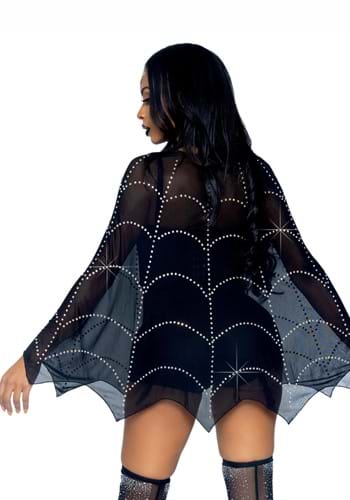 Sheer Rhinestone Spiderweb Women's Poncho | Spider Costumes