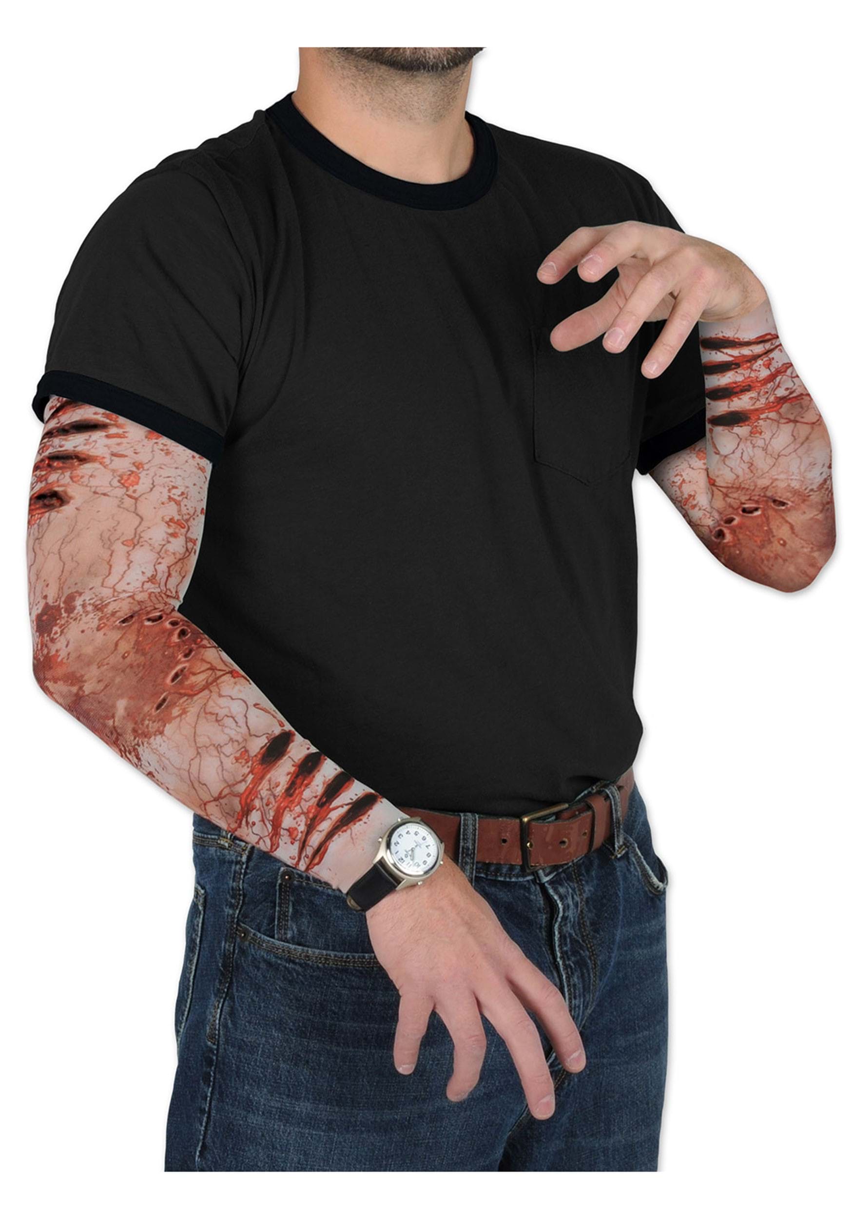 Adults Zombie Bite Scratches Wounds Arm Sleeves Party Costume Accessory 