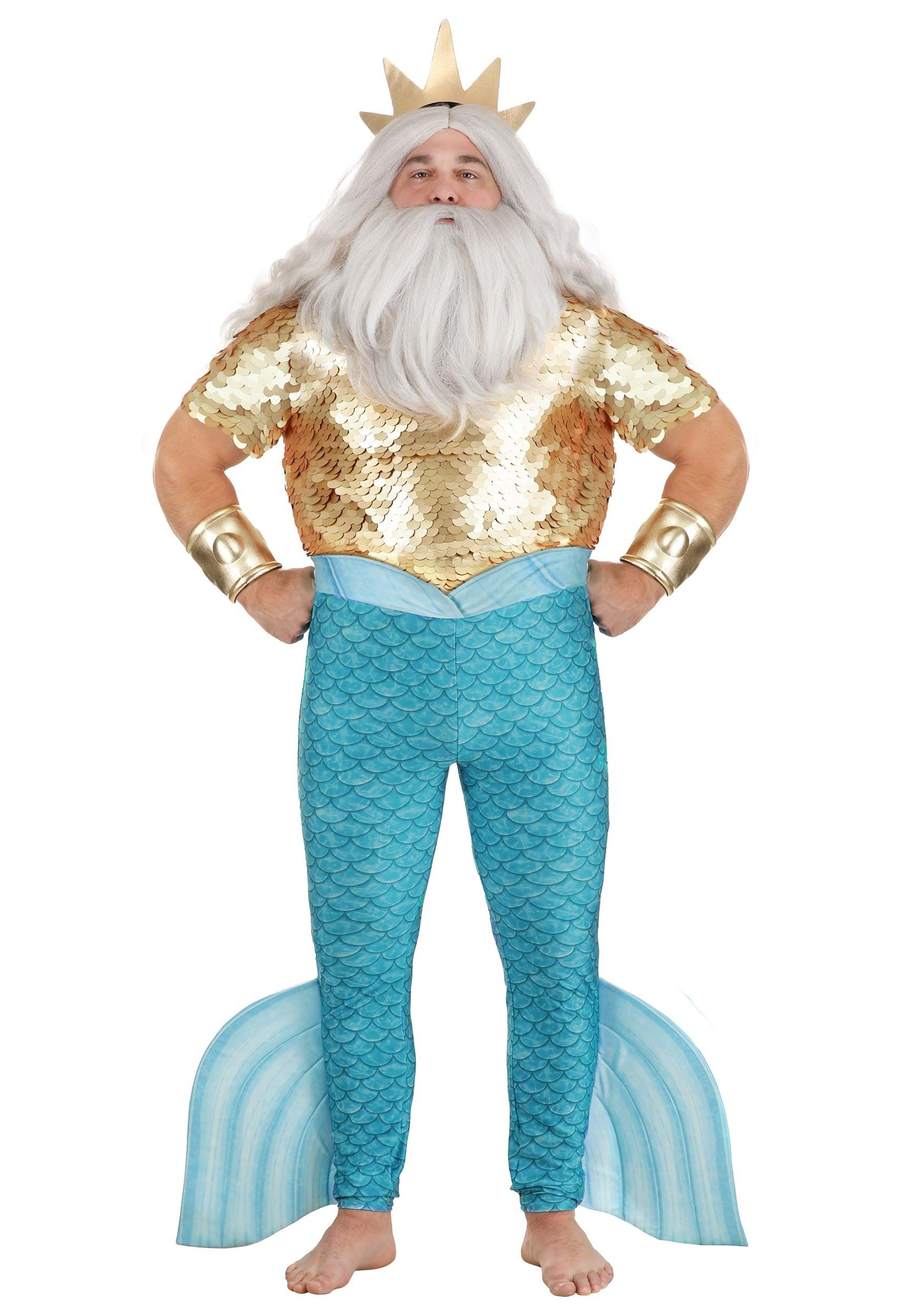 Photos - Fancy Dress Disney FUN Costumes Men's Plus Size  King Triton Costume Brown/Blue 