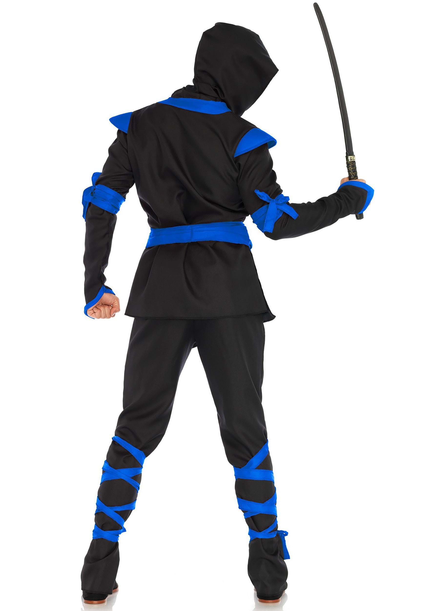 Blue Ninja Suit Bodysuit Cosplay Costume with Mask and Gloves for Halloween