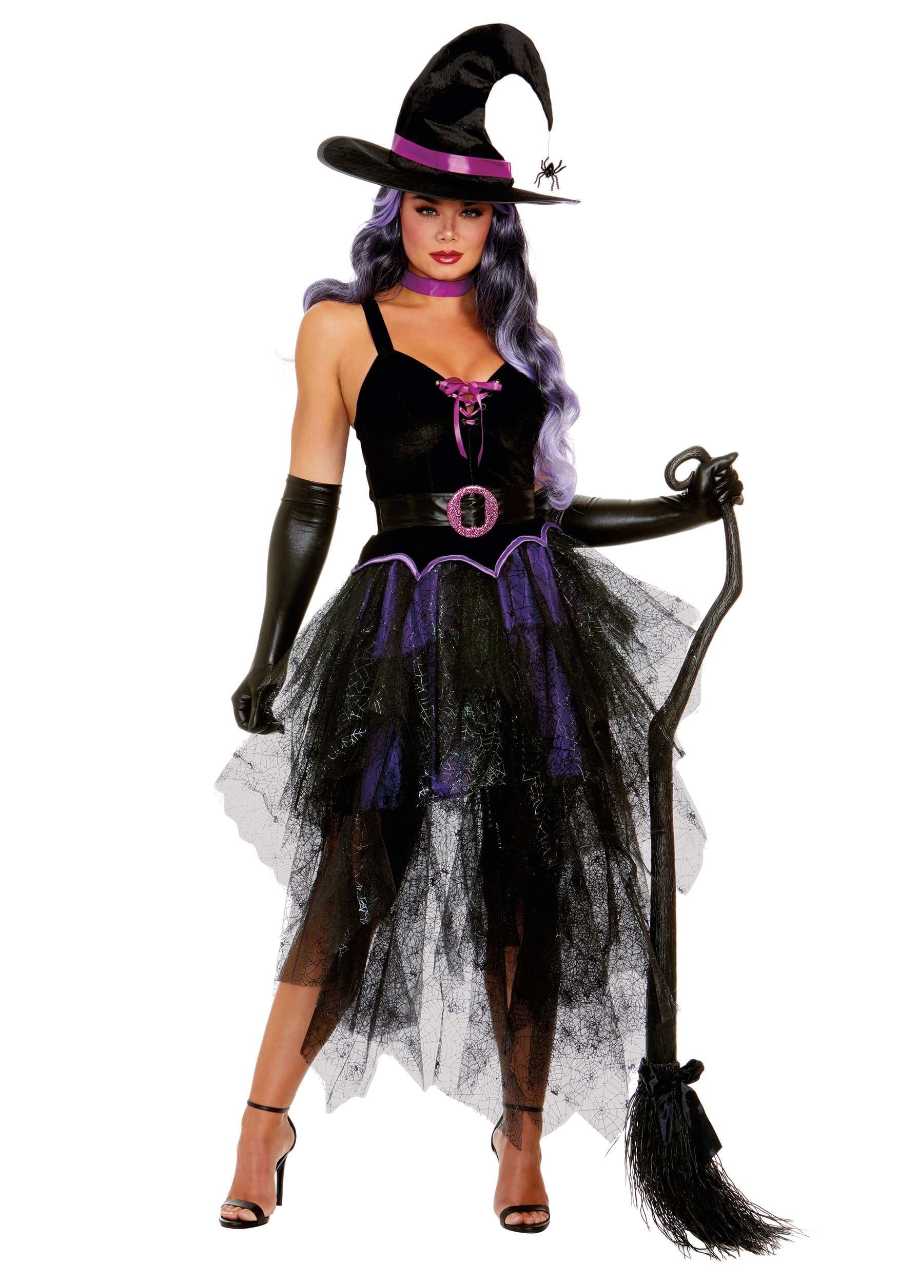 Womens Purple Sexy Witch Costume 0878