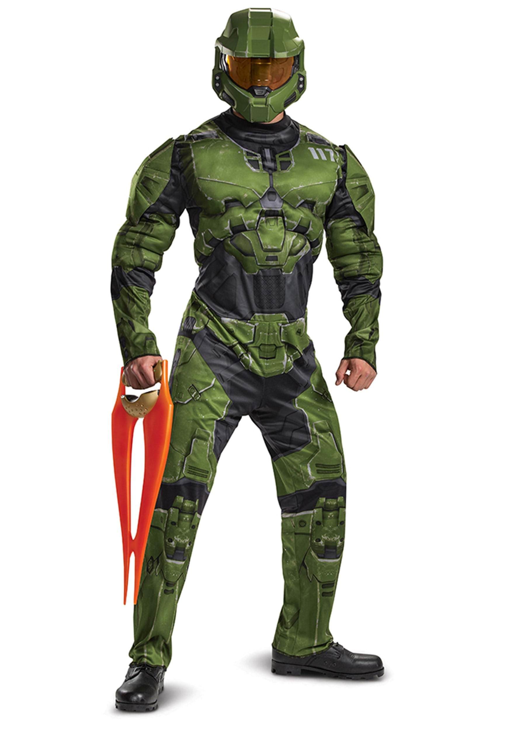 Master Chief RED NO HELMET Costume Adult XL 44" x33" Halo Halloween Rubies NWT 