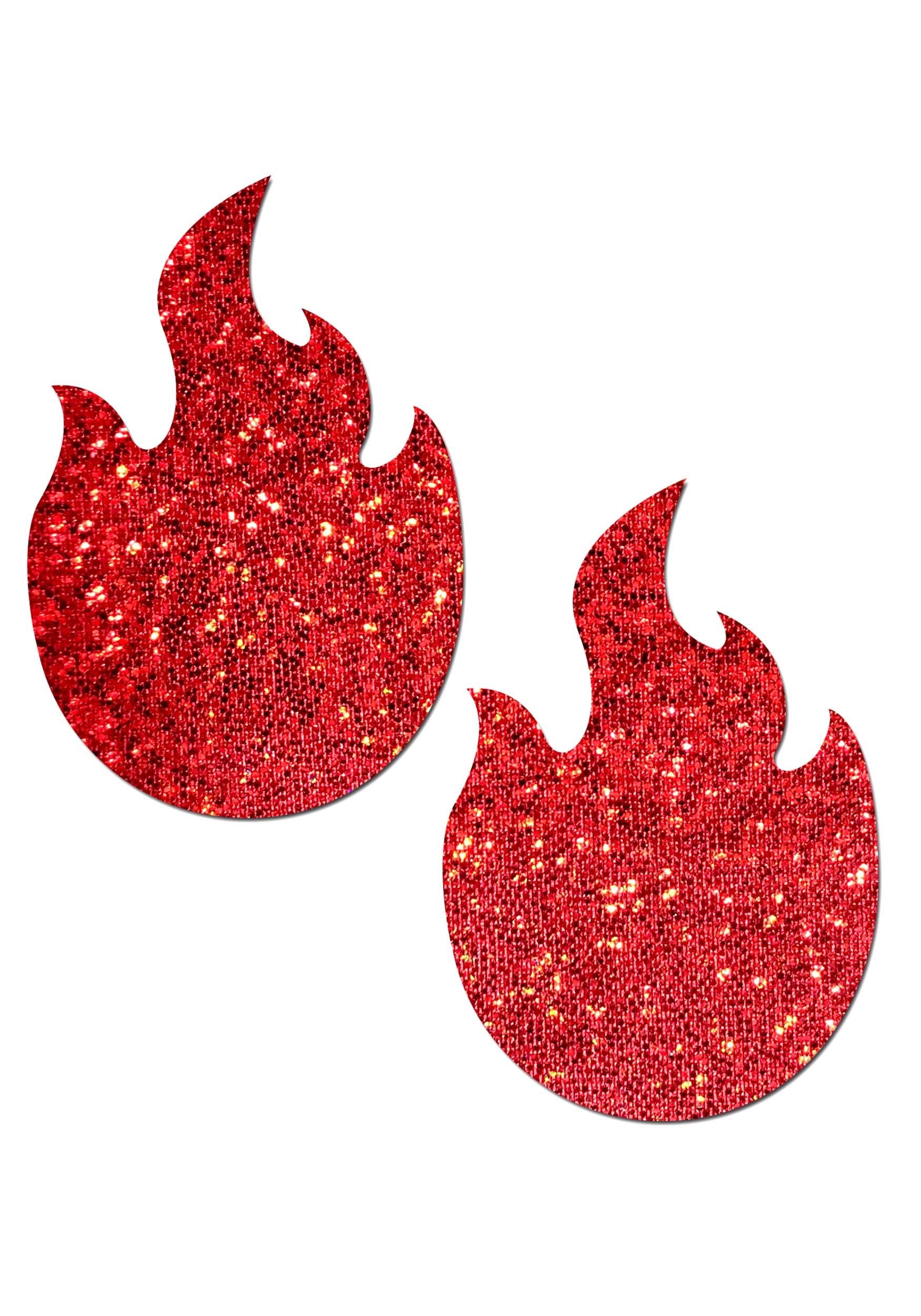 Red Glitter Flame Pasties de Pastease Multicolor