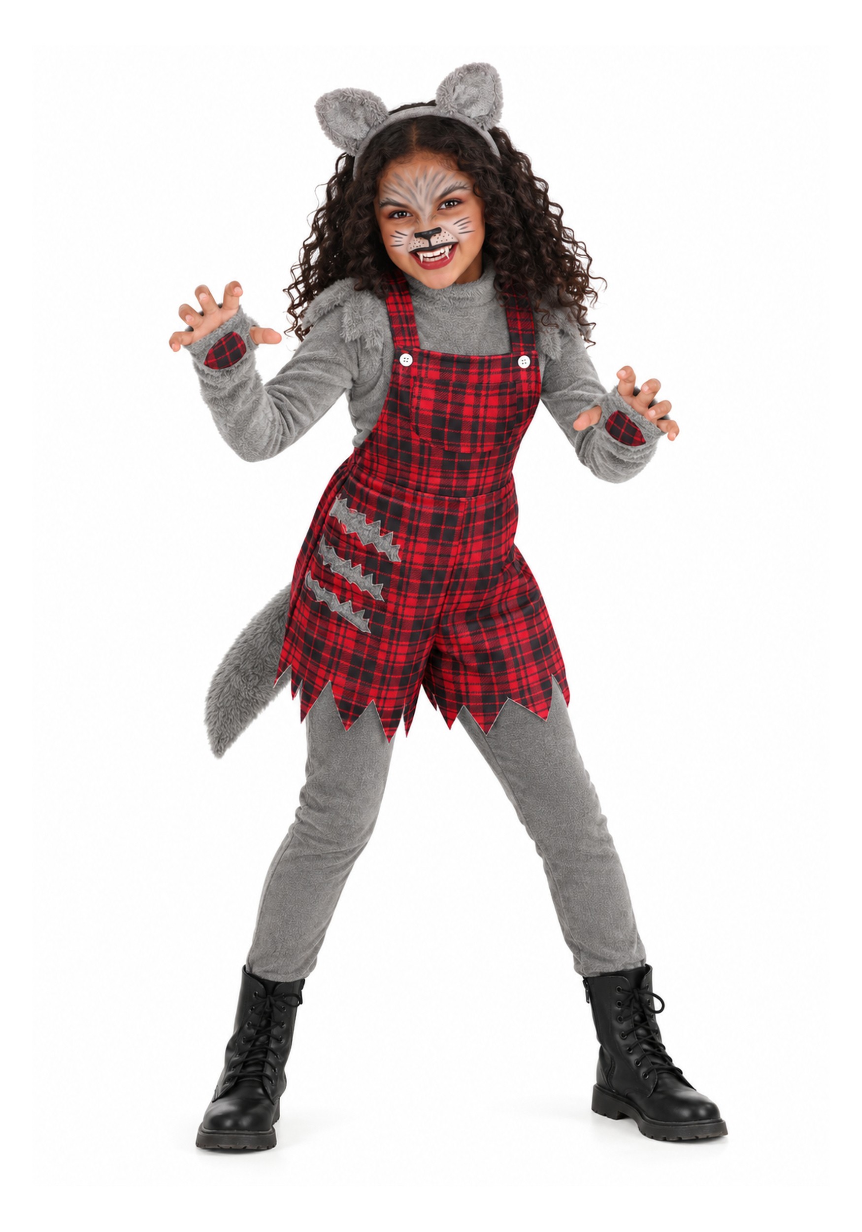 Plaid Werewolf Girl's Costume | Kid's Animal Costumes