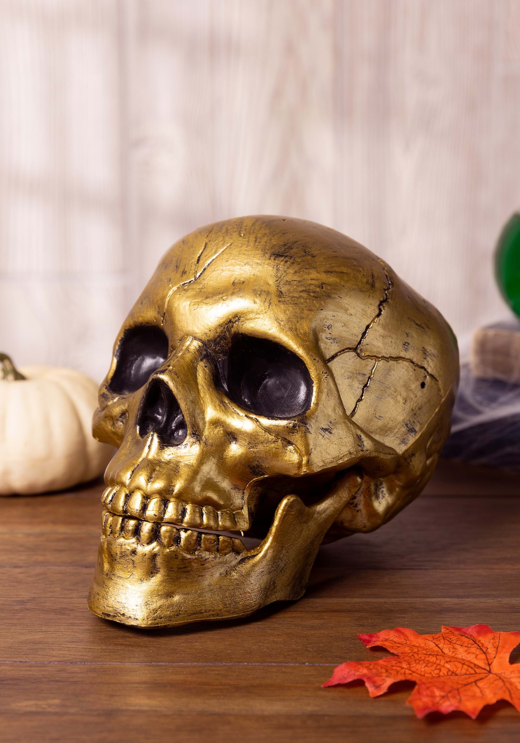 Gold Skull with Movable Jaw Halloween Decoration