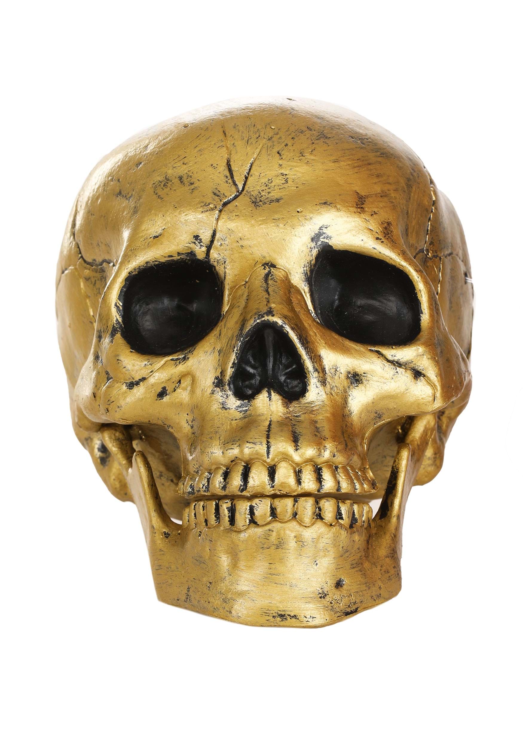 Gold Skull with Movable Jaw Halloween Decoration