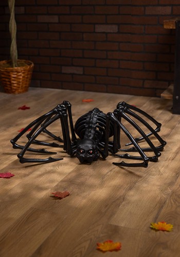 40" Black Skeleton Spider with Light Up Eyes and Timer Decoration