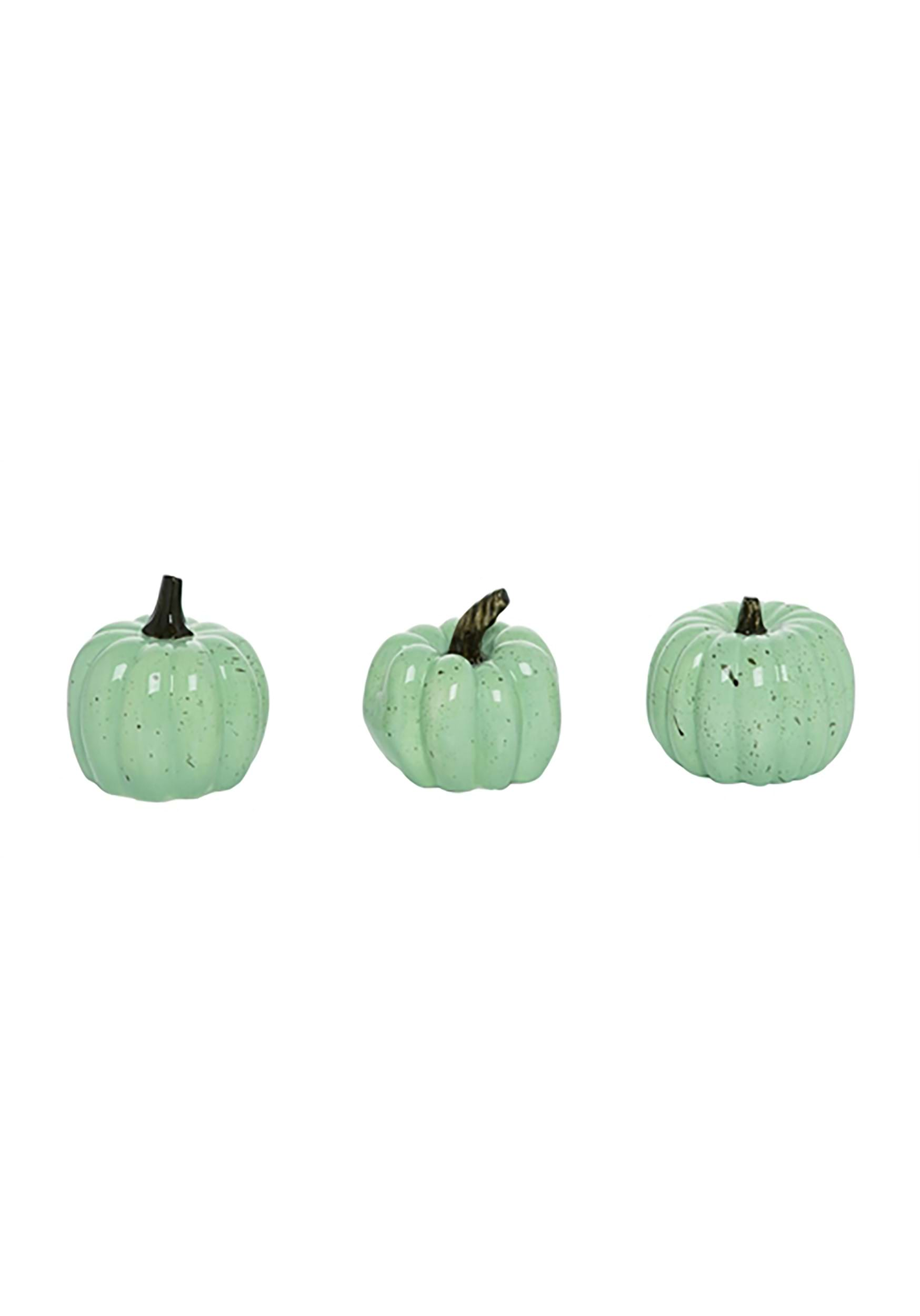 Set Of Three 4 Mint Speckle Pumpkins Halloween Decoration , Pumpkins