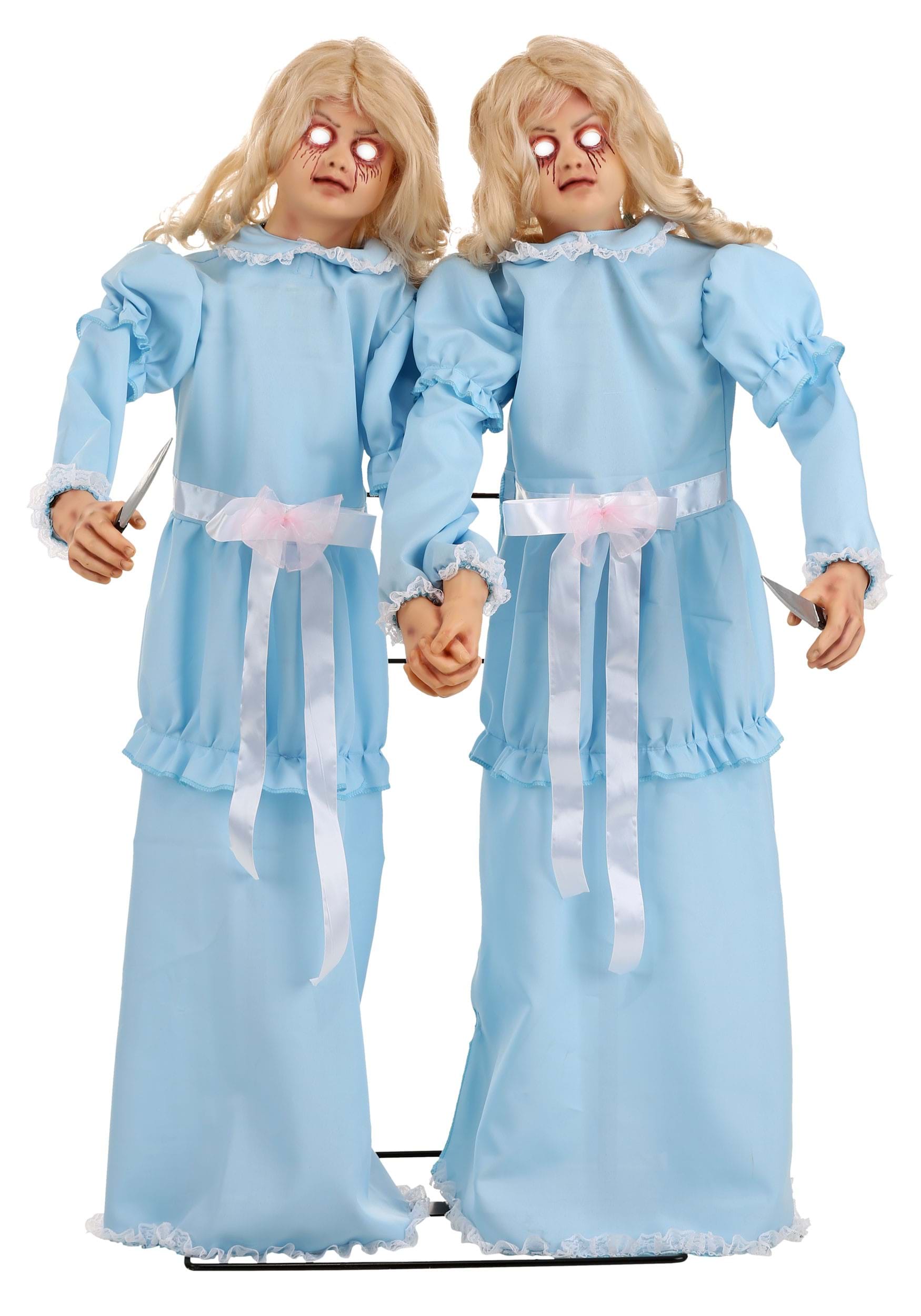 4FT Animated Killer Twin Girls Halloween Prop , Scary Decorations