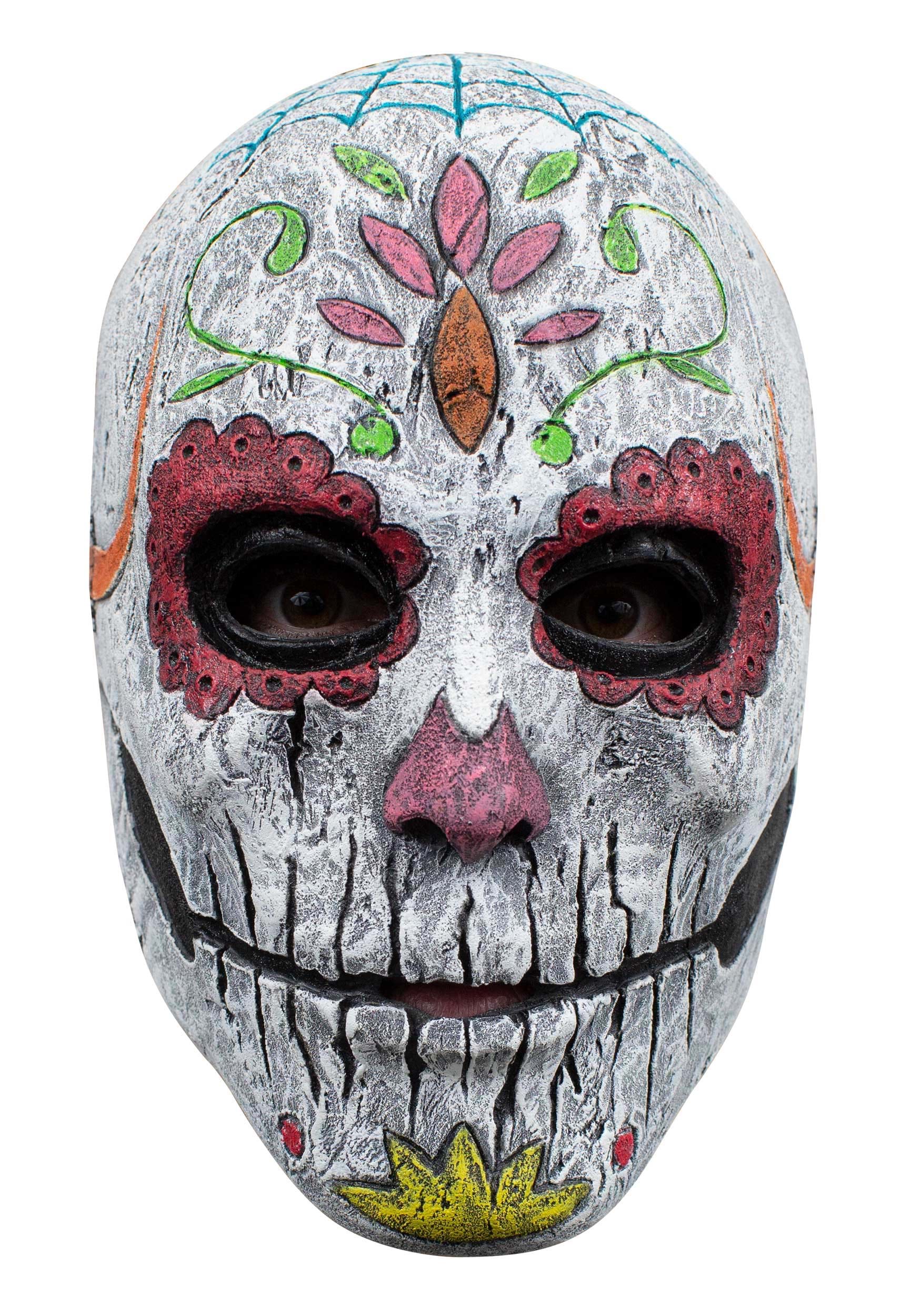 DAY OF THE DEAD LADY CATRINA PAINTED SKULL LATEX FACE MASK HALLOWEEN FUN 