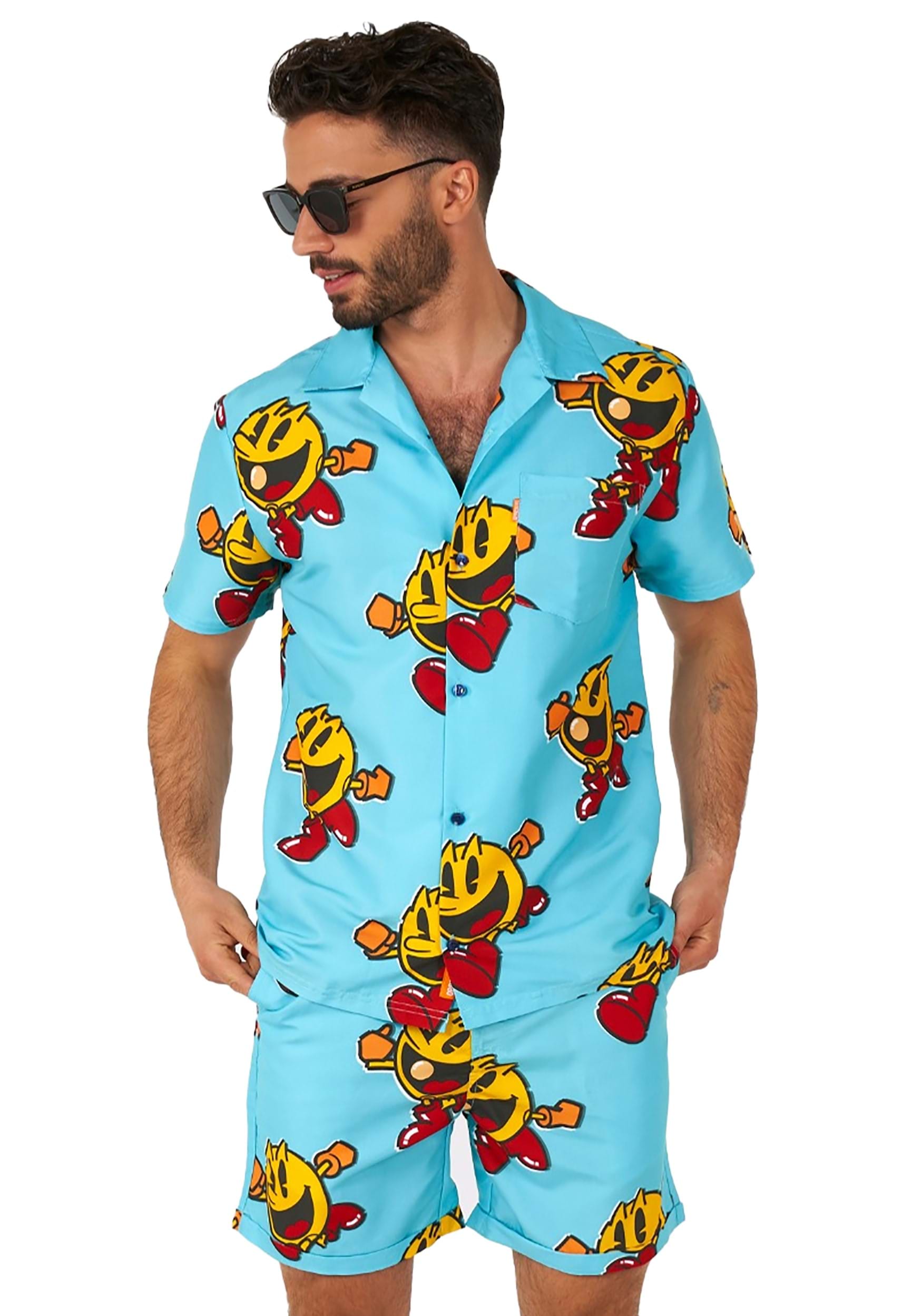 Pac-man Waka Waka traje de baño y camisa para hombres Multicolor
