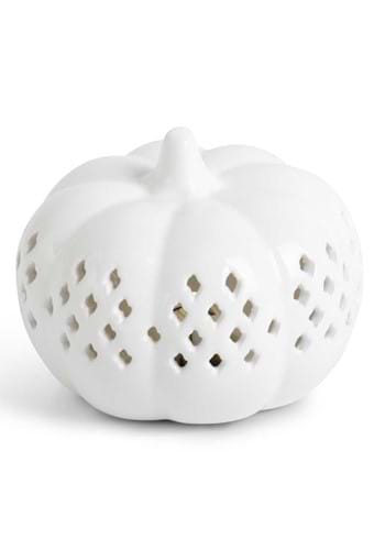 3.5" White Ceramic Cutout LED Pumpkin