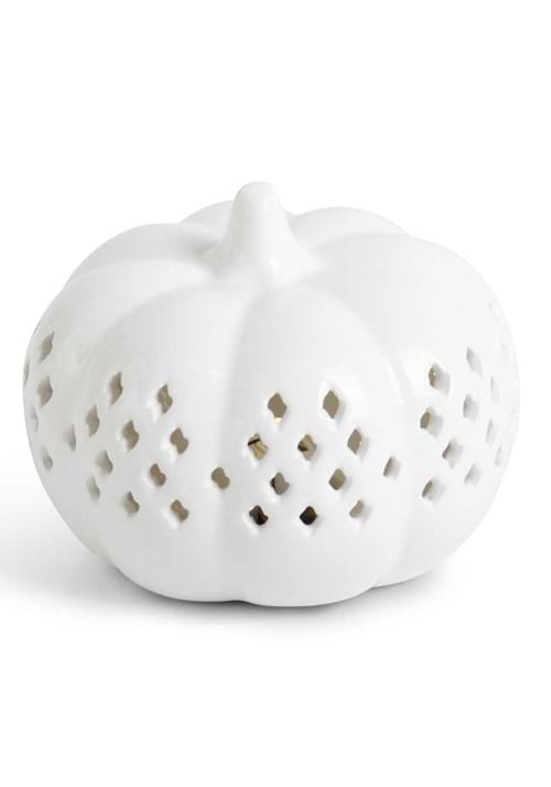 35 White Ceramic Cutout LED Pumpkin