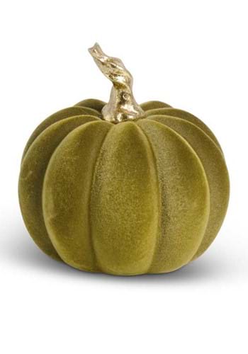 Green Velvet 3.5" Pumpkin w/Twisted Gold Stem