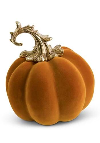 9.5 Inch Orange Velvet Pumpkin Decoration