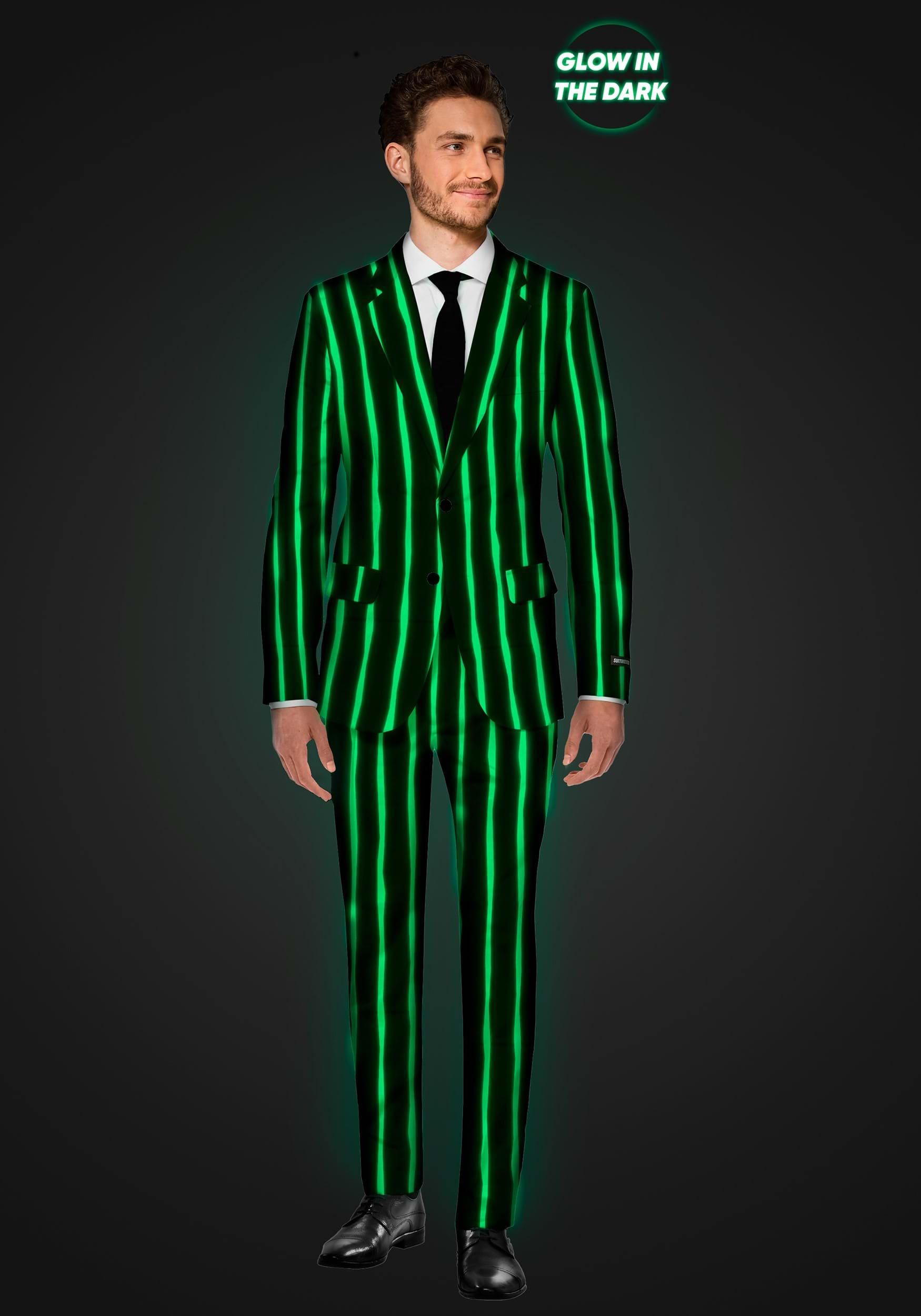 Suitmeister Oversized Black Glow In The Dark Pinstripe Suit