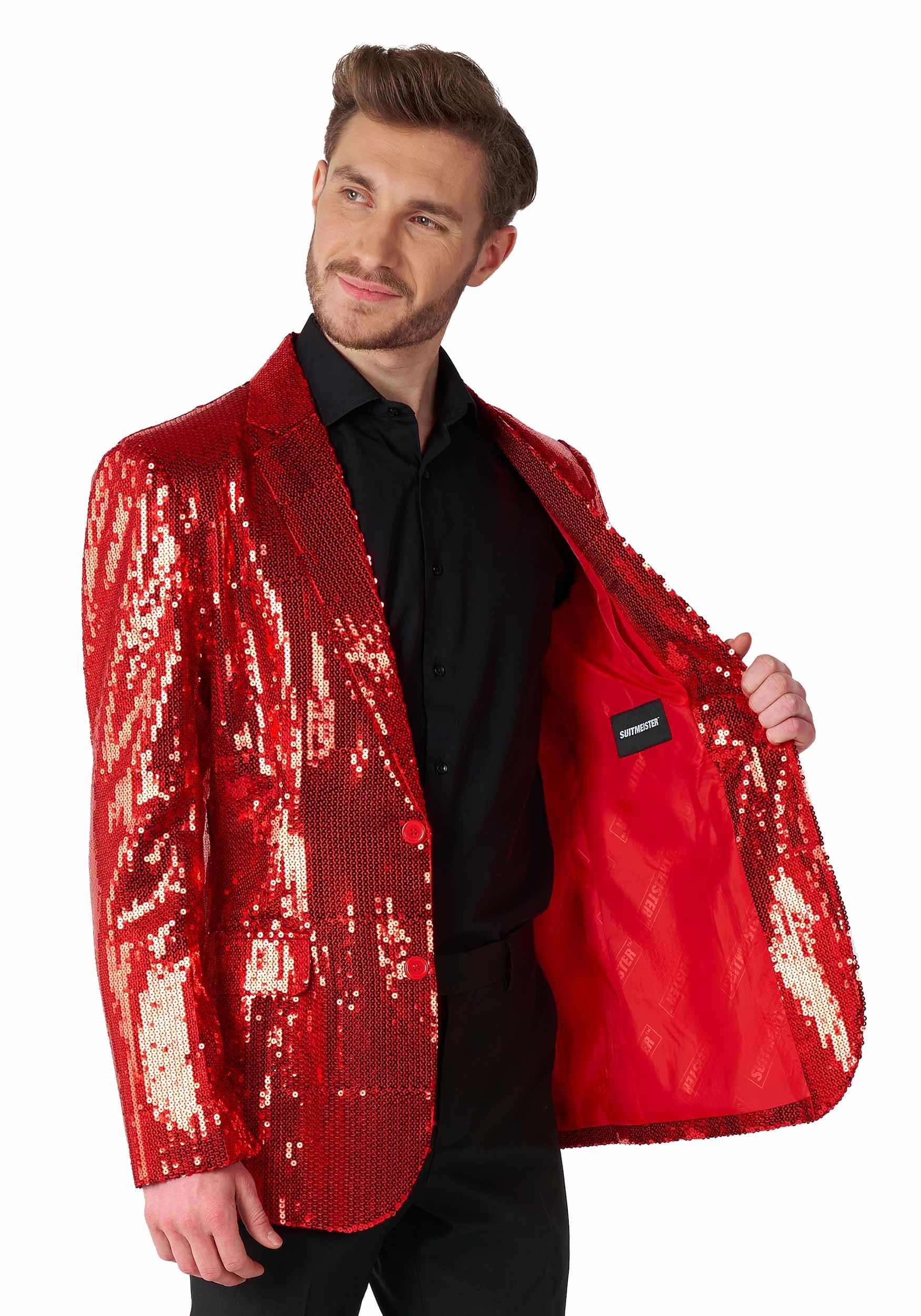 Betrokken een experiment doen Achterhouden Suitmeister Men's Red Sequins Blazer