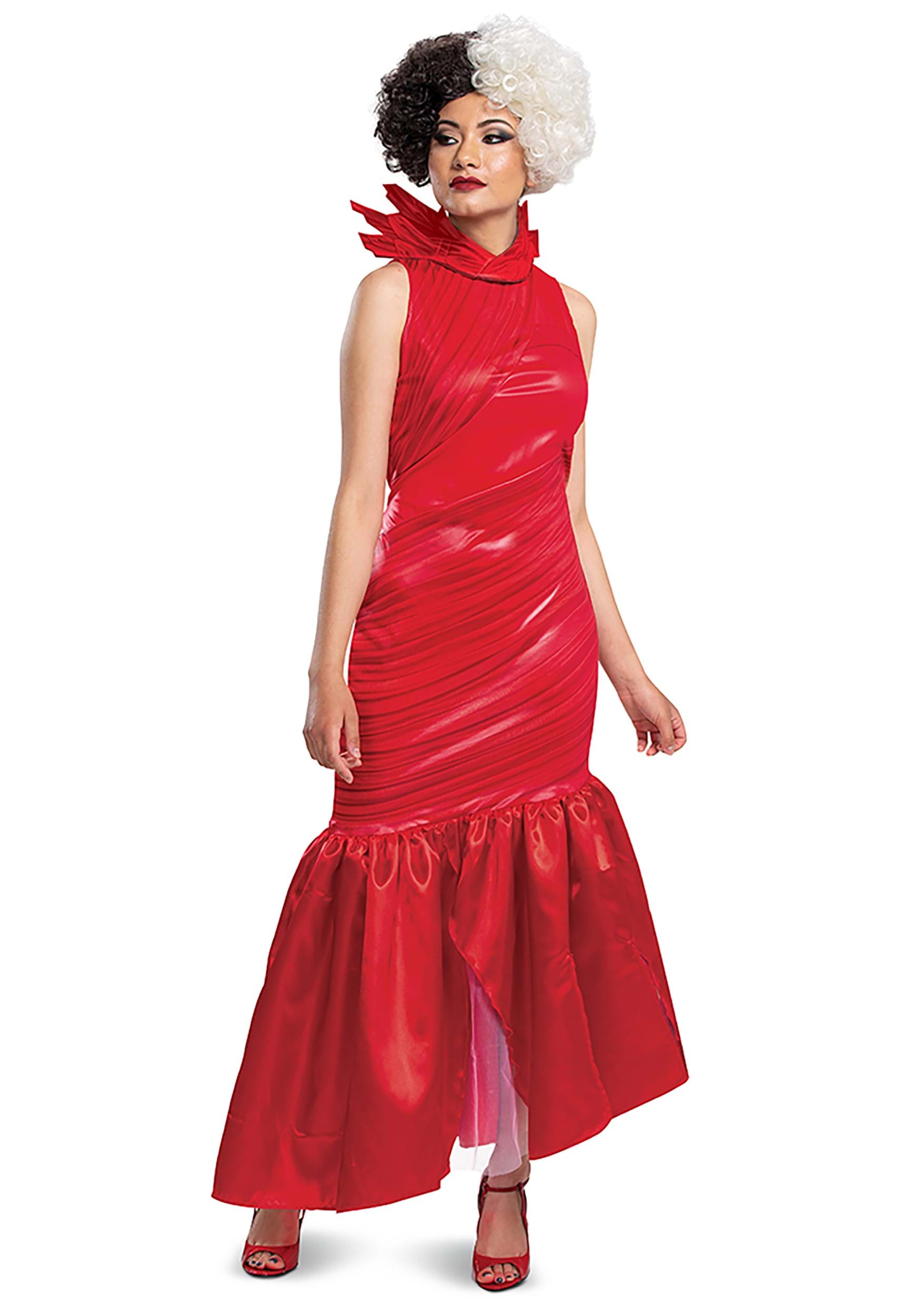 Cruella De Vil Cosplay Costumes Fashion Queen Red Dresses Wedding