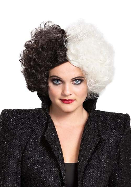 Movie Evil Madame Cruella De Ville Cosplay Costume Women Wig Black