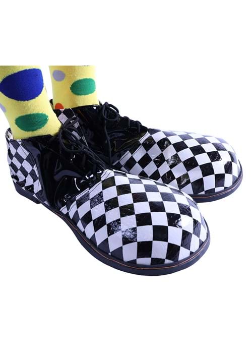 Checkered Black & White Jumbo Clown Adult Costume Shoes | Clown Accessories