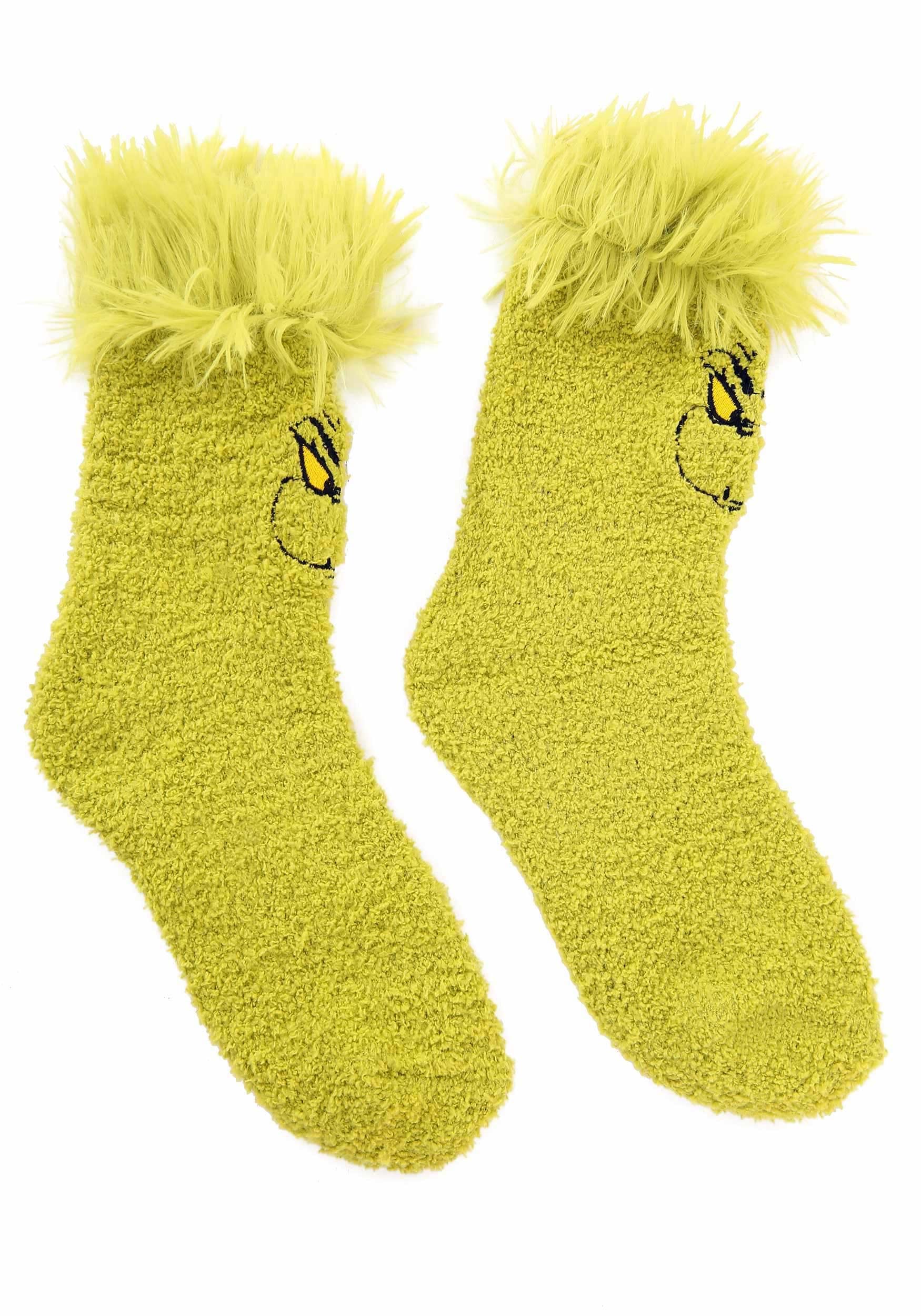 Fuzzy Grinch Socks