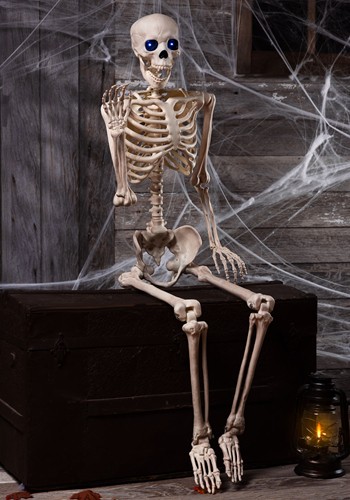 5FT Light Up Blue Eyes Poseable Human Skeleton Prop Decoration | Poseable Skeletons