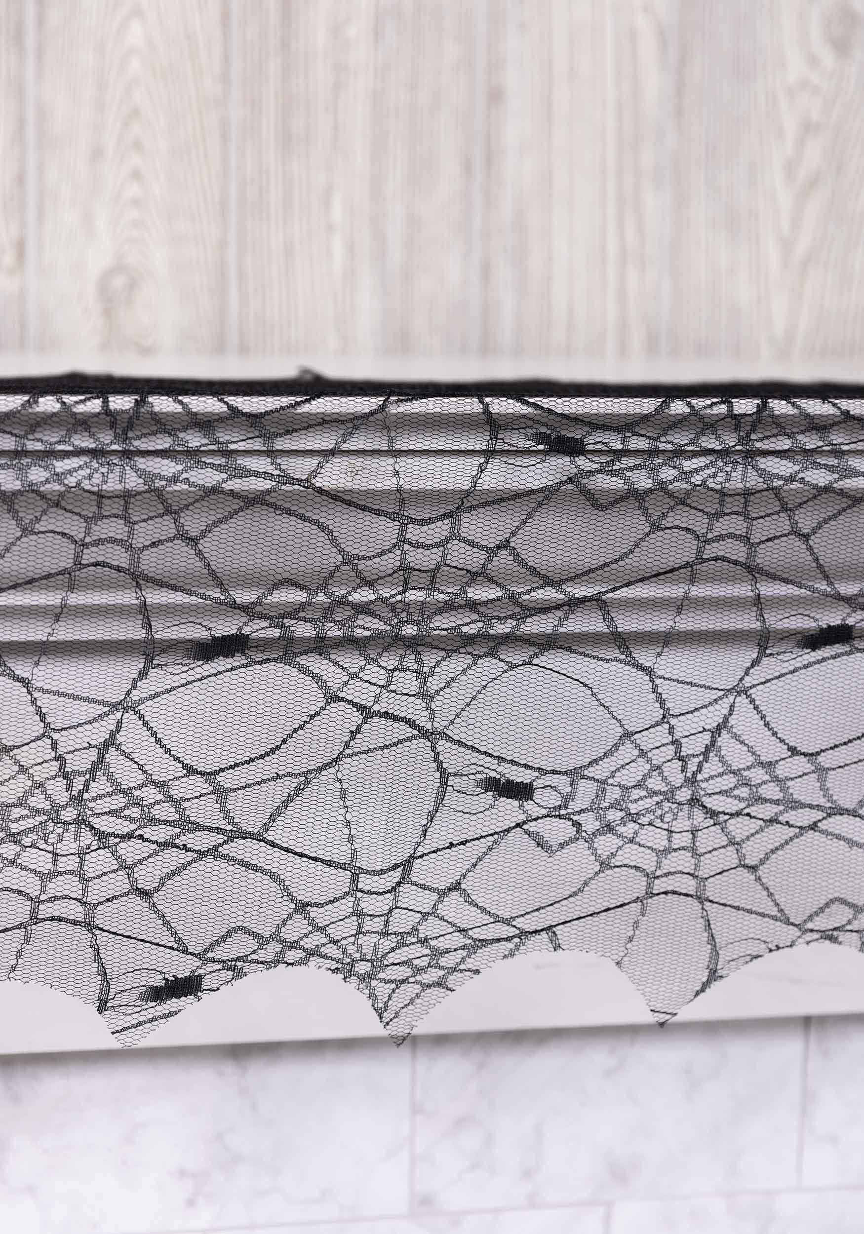 72 Black Spiderweb Mantel Scarf Decoration