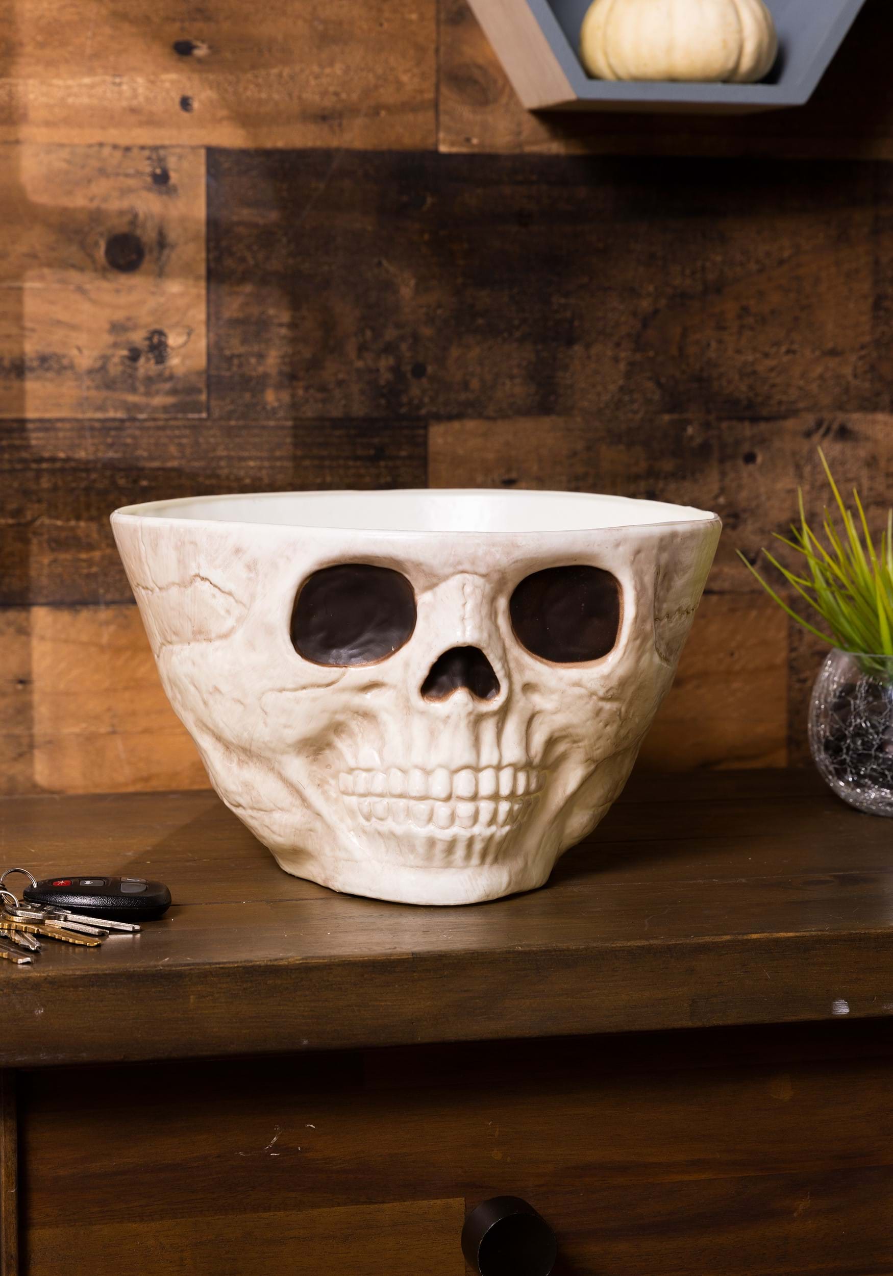 Wide Candy Bowl Skull Halloween Decoration