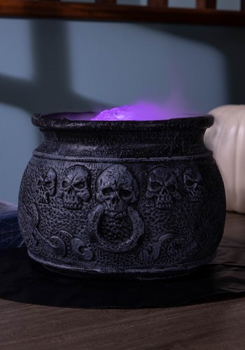 7-Inch Black Misting Skull Cauldron Decoration | Table Decorations